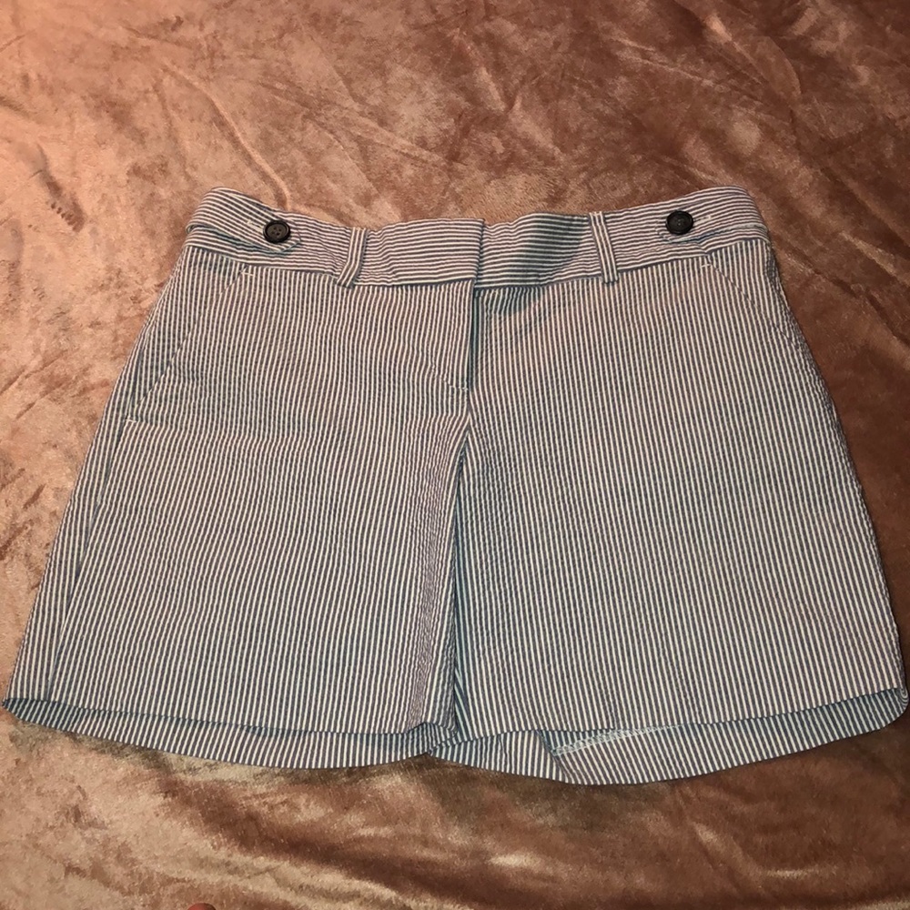 Ann Taylor Button Waist Striped Shorts